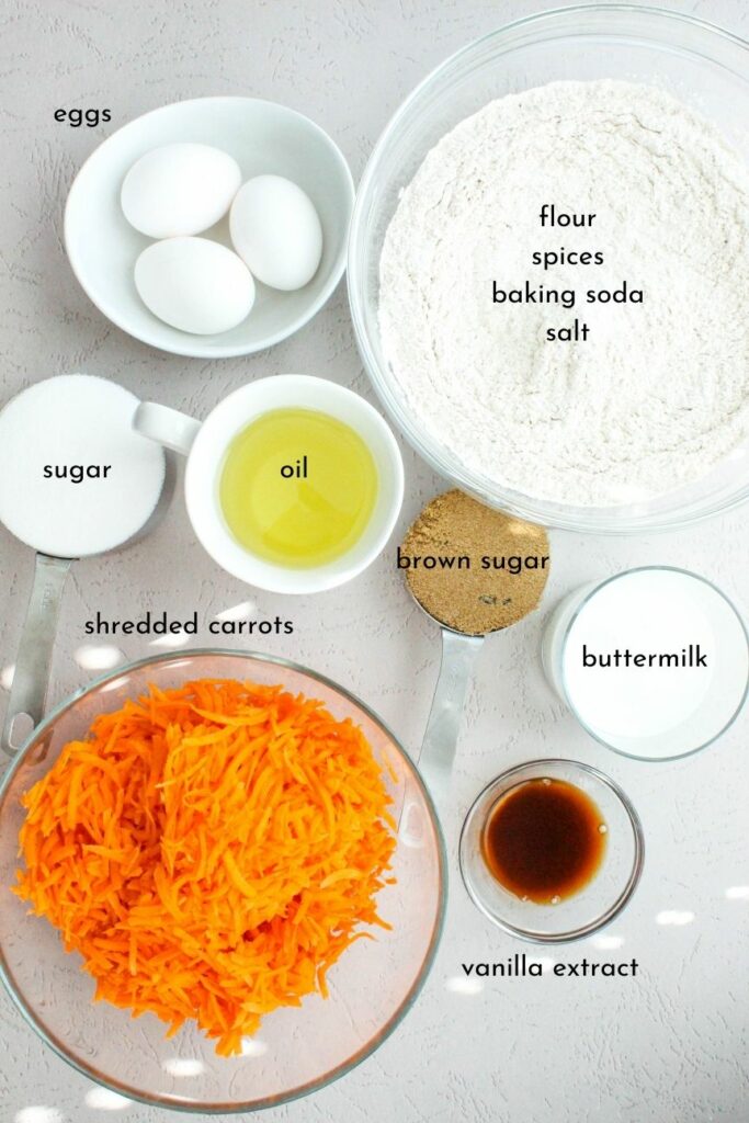 Ingredients for High-Altitude Carrot Cake