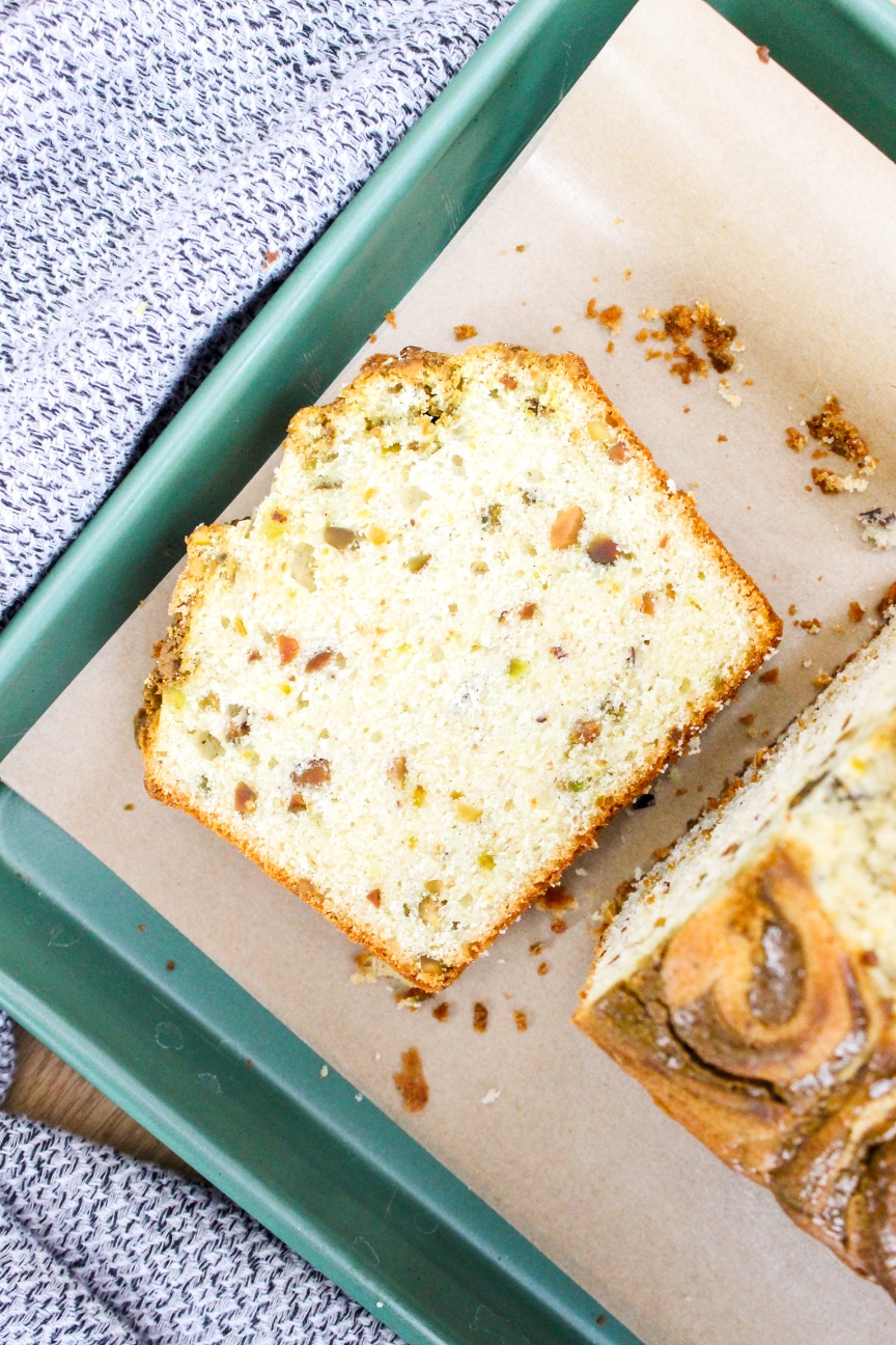 Pistachio Almond Loaf Cake Recipe - Stewart and Jasper Orchards